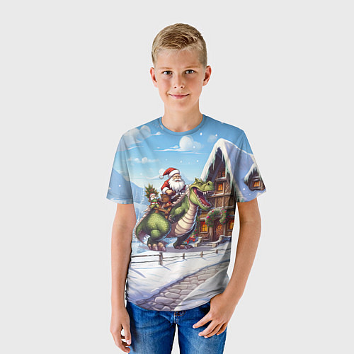 Детская футболка Санта на драконе 2024 / 3D-принт – фото 3