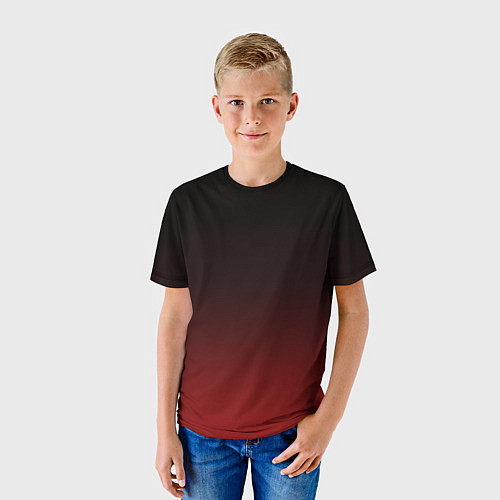 Детская футболка Градиент от тёмного до тёмно красного / 3D-принт – фото 3