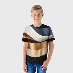 Футболка детская Золотистые вставки абстракции, цвет: 3D-принт — фото 2
