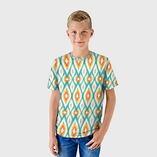 Детская футболка Геометрический узор икат - орнамент народов узбеки / 3D-принт – фото 3