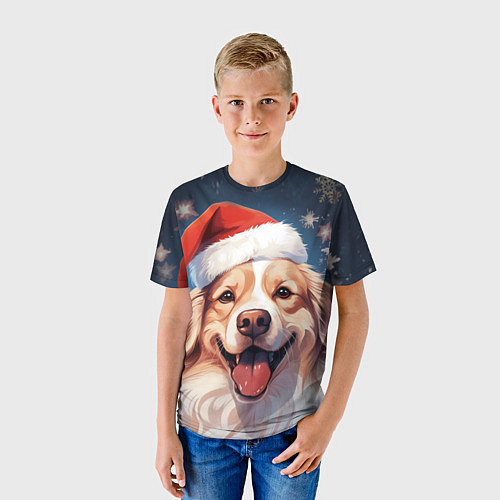 Детская футболка New Years mood from Santa the dog / 3D-принт – фото 3