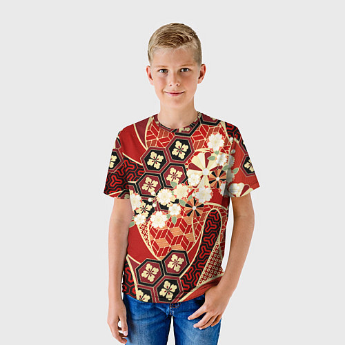 Детская футболка Японские хризантемы с сакурой / 3D-принт – фото 3