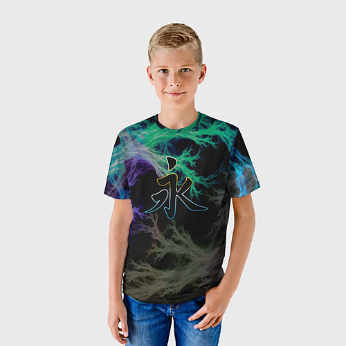 Детская футболка Неоновый иероглиф / 3D-принт – фото 3