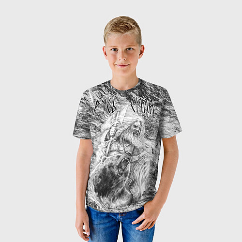Детская футболка Воин с топором и медведь / 3D-принт – фото 3