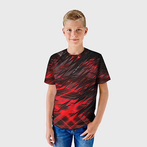Детская футболка Черно красные текстуры / 3D-принт – фото 3