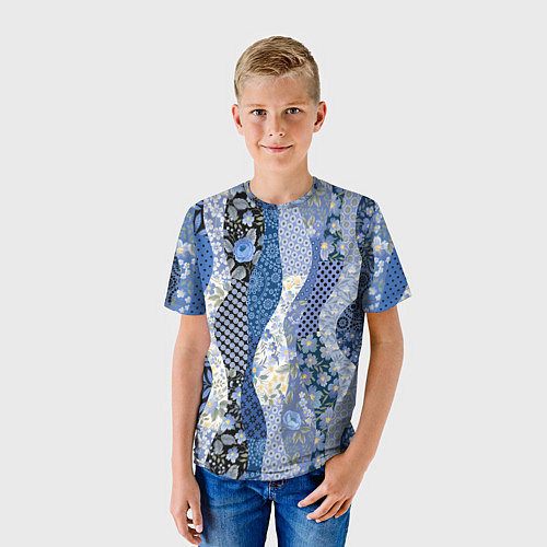 Детская футболка Лоскутные волны / 3D-принт – фото 3
