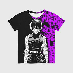 Футболка детская Маки Зенин и фиолетовый огонь - Магическая битва, цвет: 3D-принт