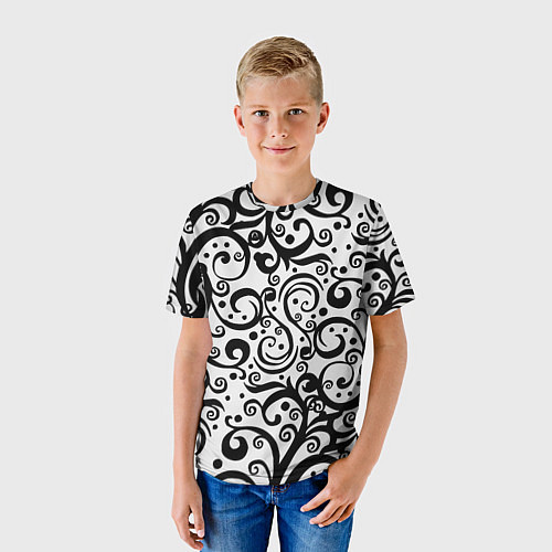 Детская футболка Чёрный кружевной узор / 3D-принт – фото 3