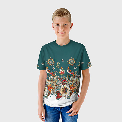Детская футболка Индийский орнамент с птицами / 3D-принт – фото 3