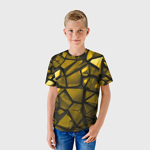 Детская футболка Золотые хромированные осколки / 3D-принт – фото 3