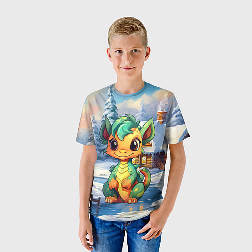 Детская футболка Крошечный дракон зимы 2024 / 3D-принт – фото 3