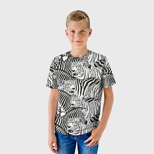 Детская футболка Зебры и тигры / 3D-принт – фото 3