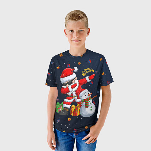 Детская футболка Санта Клаус и снеговик / 3D-принт – фото 3