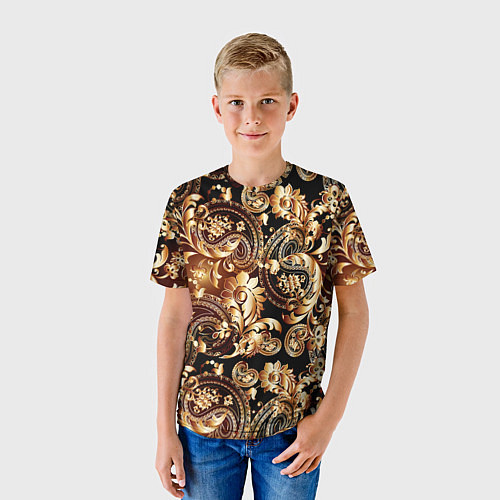 Детская футболка Пейсли золотые узоры / 3D-принт – фото 3
