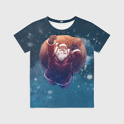 Футболка детская Летящий Санта, цвет: 3D-принт