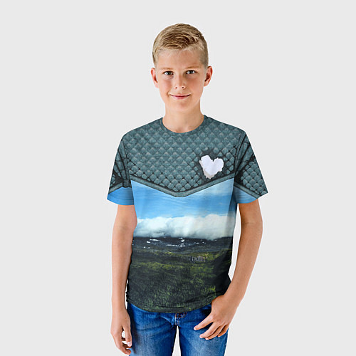 Детская футболка Облачные сердца / 3D-принт – фото 3