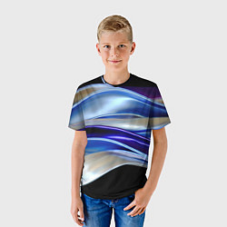 Футболка детская Абстрактные волны синего оттенка, цвет: 3D-принт — фото 2