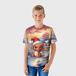 Футболка детская Дракон снегозавр, цвет: 3D-принт — фото 2