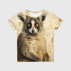Футболка детская Лемур в стиле диаграмм Давинчи, цвет: 3D-принт