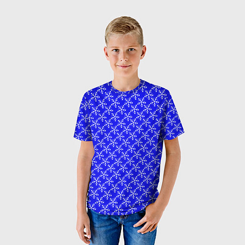 Детская футболка Паттерн снежинки синий / 3D-принт – фото 3