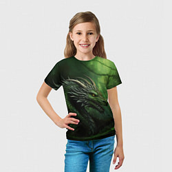 Футболка детская Зеленый дракон символ 2024, цвет: 3D-принт — фото 2