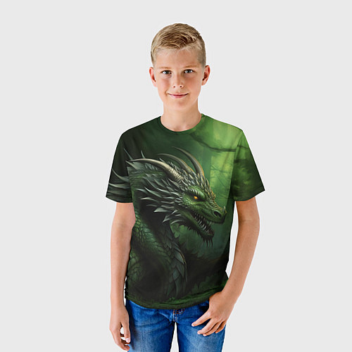Детская футболка Зеленый дракон символ 2024 / 3D-принт – фото 3