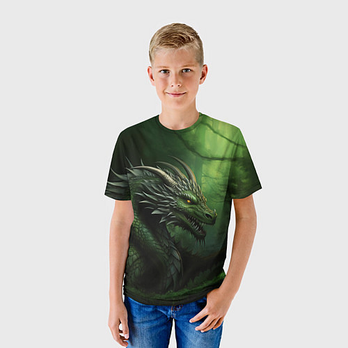 Детская футболка Зеленый дракон символ 2024 / 3D-принт – фото 3