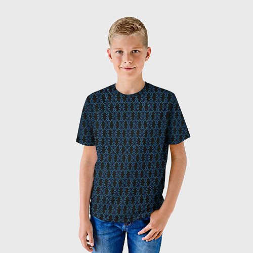 Детская футболка Узоры чёрно-синий паттерн / 3D-принт – фото 3