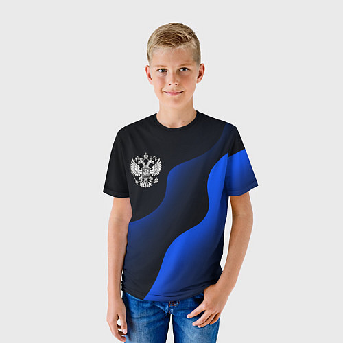Детская футболка Герб РФ - глубокий синий / 3D-принт – фото 3