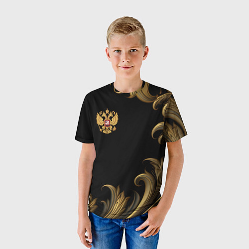 Детская футболка Герб России и золотистый узор / 3D-принт – фото 3
