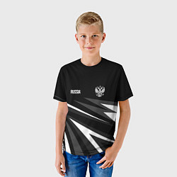 Футболка детская Russia - black and white geometry, цвет: 3D-принт — фото 2