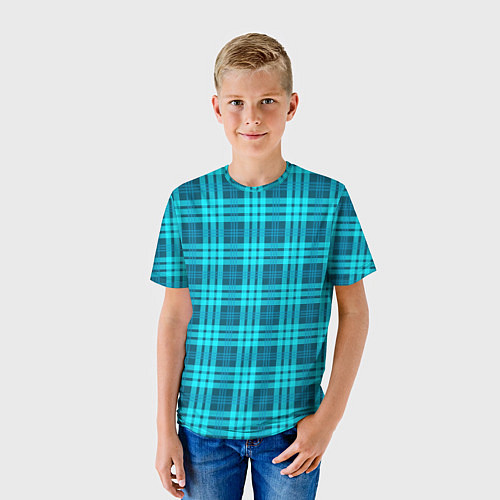 Детская футболка Шотландский неоновый голубой / 3D-принт – фото 3