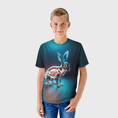 Детская футболка Прозрачный стеклянный кролик / 3D-принт – фото 3