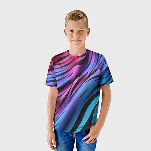 Детская футболка Линия неонового цвета / 3D-принт – фото 3