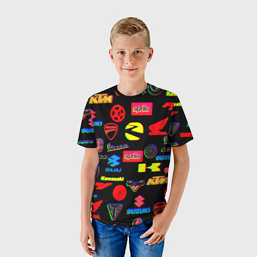 Детская футболка Все логотипы авто бренды / 3D-принт – фото 3