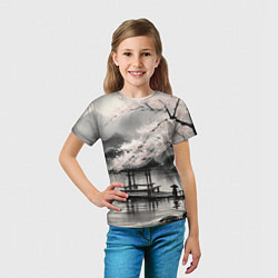 Футболка детская Пейзаж японское озеро, цвет: 3D-принт — фото 2