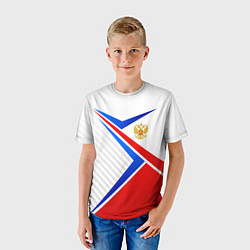 Футболка детская Герб РФ - классические цвета флага, цвет: 3D-принт — фото 2