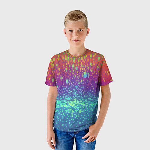 Детская футболка Разноцветные пиксели / 3D-принт – фото 3