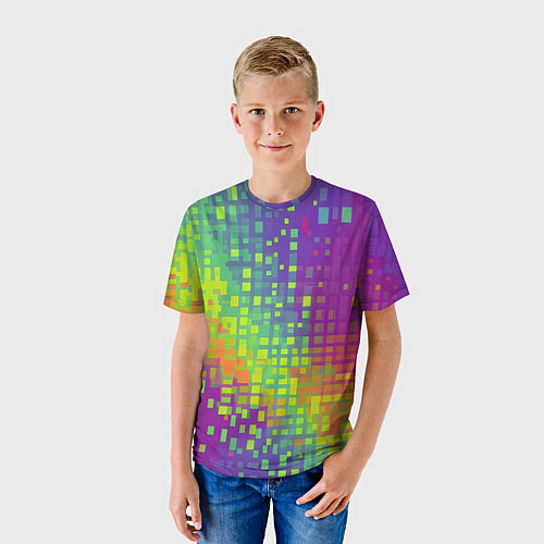Детская футболка Разноцветные пиксели / 3D-принт – фото 3
