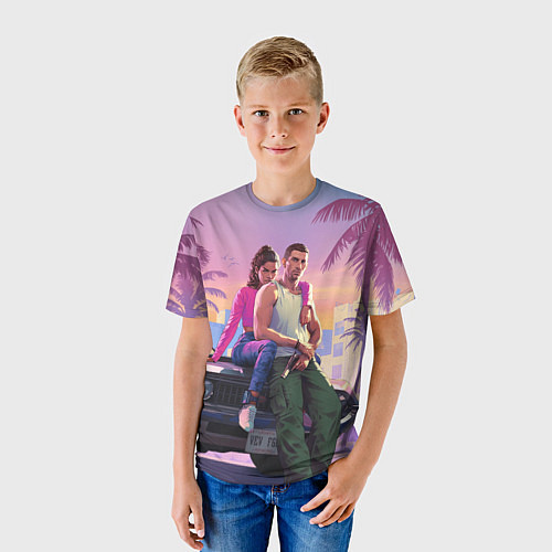 Детская футболка Jason & Lucia - GTA 6 official art / 3D-принт – фото 3