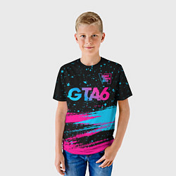 Футболка детская GTA6 - neon gradient посередине, цвет: 3D-принт — фото 2