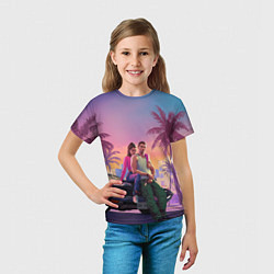 Футболка детская Люсия с парнем gta 6, цвет: 3D-принт — фото 2