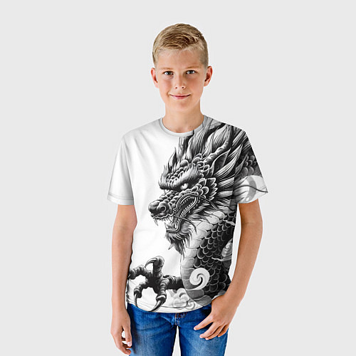 Детская футболка Морда дракона - ирезуми / 3D-принт – фото 3