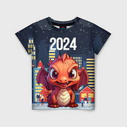 Футболка детская Рыжий дракон 2024, цвет: 3D-принт