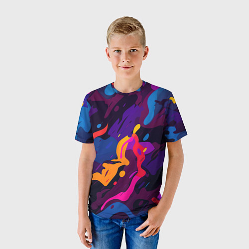 Детская футболка Камуфляж из разноцветных красок / 3D-принт – фото 3