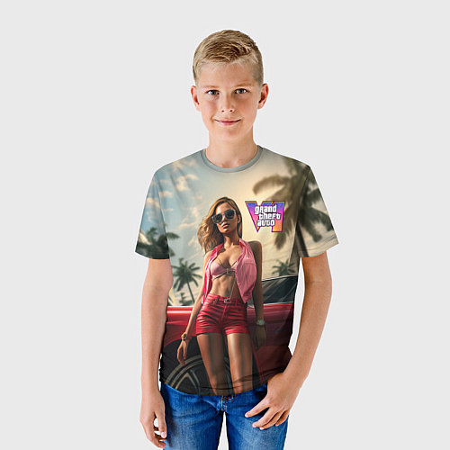 Детская футболка Девушка GTA 6 / 3D-принт – фото 3