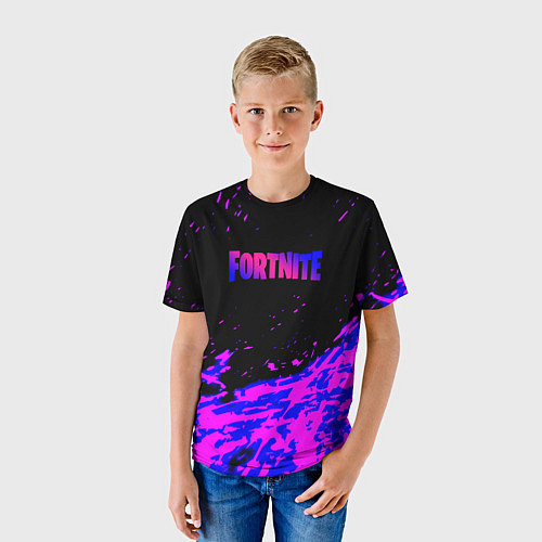 Детская футболка Fortnite neon logo steel / 3D-принт – фото 3