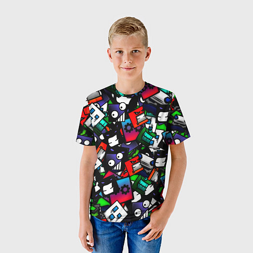 Детская футболка Geometry dash alllogo / 3D-принт – фото 3