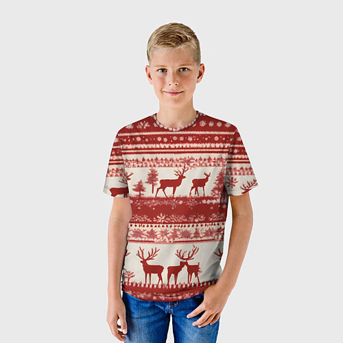 Детская футболка Красные олени / 3D-принт – фото 3