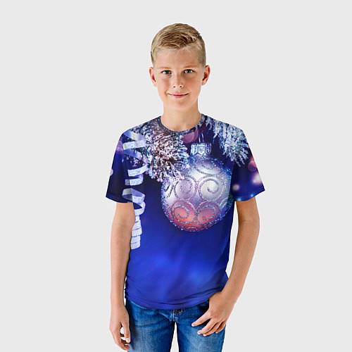 Детская футболка Новогодняя елка с шарами / 3D-принт – фото 3